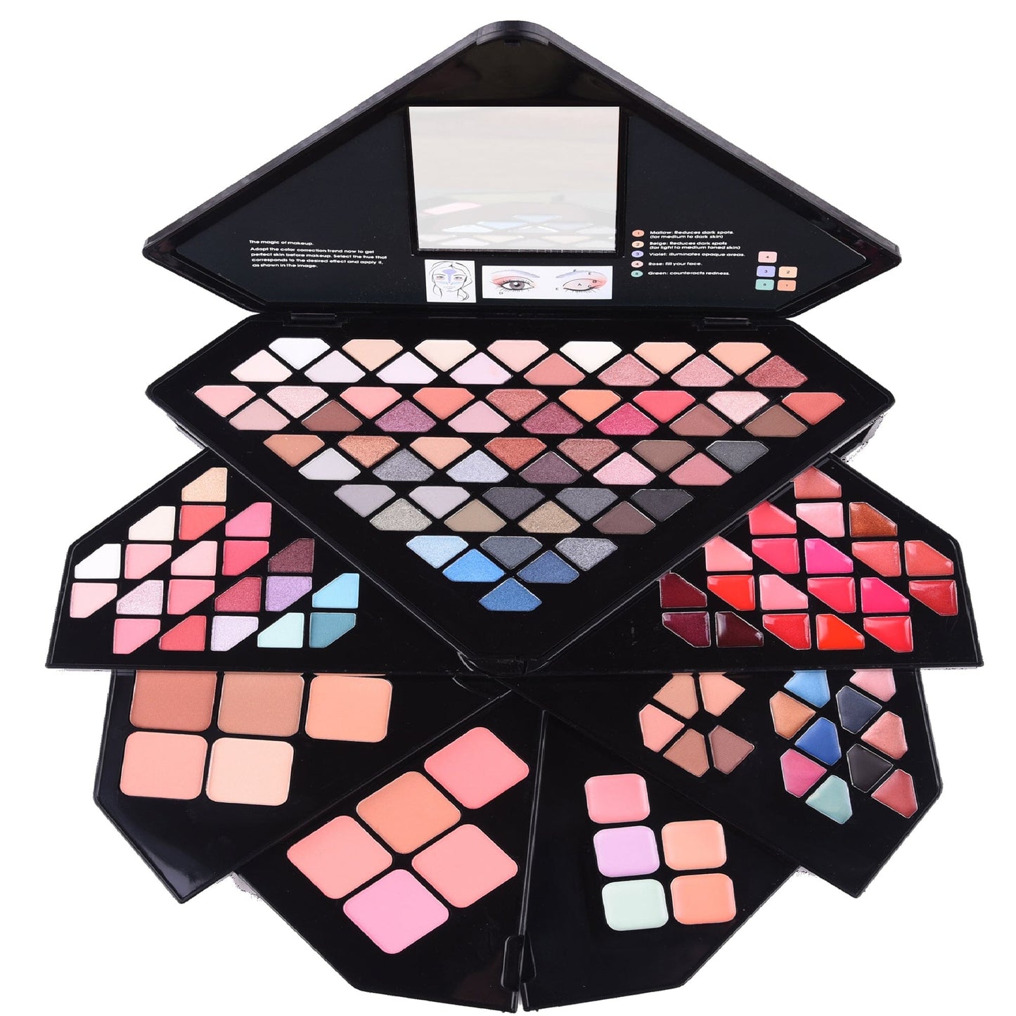 SHANY All in One Color Vibe Makeup Set - 80 Eyeshadows, 20 Lip Colors, 10 Eye Creams, 5 Eye brow makeup, 5 Concealers color corrector, 5 Blushes, 5 face powders and Makeup Mirror. - SHOP - MAKEUP SETS - ITEM# SH-196